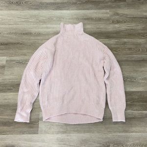 pink knit turtle neck sweater